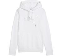 Kapuzensweatshirt PUMA "ESS METALLIC HOODIE FL", Damen, Gr. L, puma weiß, metallic silber, Fleece, Obermaterial: 68% Baumwolle, 32% Polyester, bedruckt, sportlich, regular fit normal, Langarm, Sweatsh