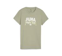 PUMA Grafik Varsity T-Shirt Damen, Kleidung, Lux Army, M Green
