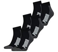 PUMA Unisex Herren Damen Quarter Socken BWT CUSHIONED 6er Pack Schwarz Weiss Blau Rosa 35-38 39-42 43-46 83% Baumwolle, Black/White, 39/42