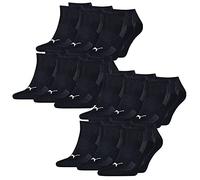 PUMA Unisex Herren Damen Sneaker Socken CUSHIONED 12er Multipack 35-38 39-42 43-46 Schwarz Weiss Blau Grau 83% Baumwolle, Größe:35-38, Packgröße:12 Paar, Farbe:Navy (004)