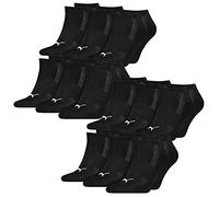 PUMA Unisex Herren Damen Sneaker Socken CUSHIONED 12er Multipack 35-38 39-42 43-46 Schwarz Weiss Blau Grau 83% Baumwolle, Größe:43-46, Packgröße:12 Paar, Farbe:Black (001)