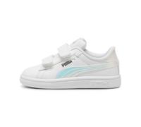 Puma Baby-Sneaker Smash 3.0 Holo 2.0 – Klettverschluss – Weiß/Mauve Mist/Silber Größe 25