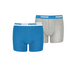 PUMA Unisex Kinder Boxershorts Basic, Blue / Grey, 128