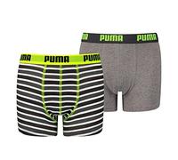 Puma Unisex Kinder Boys Everyday Striped Boxers Unterwäsche, Fluo Yellow/Grey, 128 EU