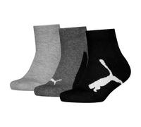 PUMA Unisex Kids BWT Recycled Cotton Quarter Sock, White/Grey/Black, 35/38 (3er Pack)