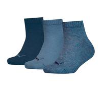 Sneakersocken PUMA "Socken Plain Quarter 3P 3er Pack", Mädchen, Gr. 35-38, blau (denim blau), Obermaterial: 71% Baumwolle CO. 14% Polyamid PA. 13% Polyester PES. 2% Elasthan EL., Socken Sneakersocken 