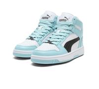 PUMA Unisex-Kinder Rebound Layup Mid, Puma White-puma Black-safe Lake, 7 Big Kid