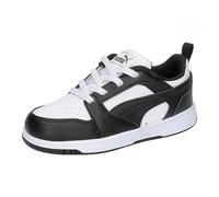 Sneaker PUMA "REBOUND V6 LO JR", Kinder, Gr. 35,5, schwarz-weiß (puma weiß, puma schwarz), Synthetik, Schuhe Sneaker (11988003-35,5) puma weiß, puma schwarz