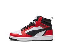 PUMA Unisex Kinder Rebound V6 Mid Jr Sneaker, Puma White Puma Black For All Time Red, 38 EU