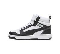 PUMA Unisex Kinder Rebound V6 Mid Jr Sneaker, Puma White Puma Black Shadow Gray, 39 EU