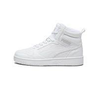 PUMA Kinder Sneaker Rebound V6 Mid Jr – SOFTFOAM+ Dämpfung – Puma White/Cool Light Gray – Gr. 38