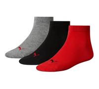 Puma Unisex Quartersocken Quarter Plain Schwarz/Rot Gr. 43-46 3er-Pack