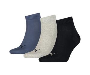 Puma Unisex Kurzsocken für Erwachsene, 3er-Pack (Marineblau/Schwarz/Hellgrau) EU 35,5 - 38