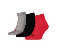 PUMA Unisex kvarts-sokker Quarter Socken, Schwarz / Rot, 35-38 EU