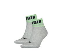 PUMA Unisex New Heritage Quarter Hosiery, Grey Melange/neon Green, 39/42