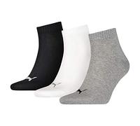 PUMA Unisex Plain 3p Quarter Socken, Grau / Weiß Schwarz, 35/38 EU