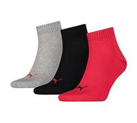 PUMA Unisex Plain Quarter Socken, Schwarz / Rot, 47-49 EU