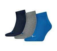 Puma Quarter-Socken Unisex – 3er-Pack, Blau/Grau Melange, Gr. 47/49