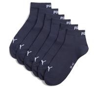 Kurzsocken PUMA "PUMA UNISEX QUARTER PLAIN 3P", Damen, Gr. 35-38, blau (navy), Baumwollmischung, elastisch, Socken, Atmungsaktiv, Rippenbündchen, weiche Baumwollmischung (39674313-35) navy