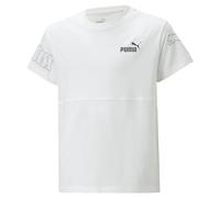PUMA Unisex Puma Power Colorblock Tee G T Shirt, Puma Weiß, 140 EU