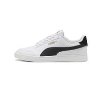 PUMA Unisex Puma Shuffle Sneaker, Puma White-Puma Black-Puma Team Gold, 40.5 EU