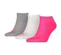 PUMA Unisex Puma Unisex Sneaker Plain 3p Socken, Middle Grey Melange / Pink, 35-38 EU