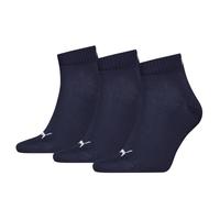 Kurzsocken PUMA "PUMA UNISEX QUARTER PLAIN 3P", Damen, Gr. 35-38, blau (navy), Baumwollmischung, elastisch, Socken, Atmungsaktiv, Rippenbündchen, weiche Baumwollmischung (39674313-35) navy