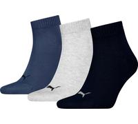 PUMA Unisex Sportsocken Kurzsocken Quarter Socken 3 Paar, Farbe:Mehrfarbig, Größe:43-46, Artikel:-532 navy/grey/nightshadow blue