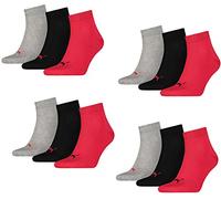 PUMA Unisex Quarter Quarters Socken 12er Pack 39-42, Farbe 232 black/red