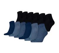 PUMA Unisex Quarter Socken, 12er Pack - Quarter Plain ECOM 12P, Logo, uni Schwarz/Denim Blau / 47-49 47-49 Mehrfarbig