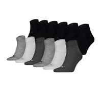 PUMA Unisex Quarter Socken, 12er Pack - Quarter Plain ECOM 12P, Logo, uni Schwarz/Grau / 47-49 47-49 Mehrfarbig