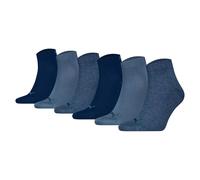 PUMA Unisex Quarter-Socken Damen Herren Füßlinge 6-er Pack, Farbe:460 denim blue, Socken & Strümpfe:43-46