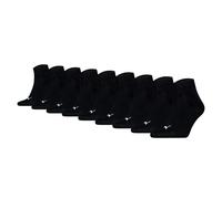 Kurzsocken PUMA "PUMA UNISEX QUARTER PLAIN 9P ECOM", Damen, Gr. 39-42, schwarz (9x schwarz), Baumwollmischung, bedruckt, unifarben, elastisch, Socken, Atmungsaktiv, feuchtigkeitsregulierend, Rippenbün