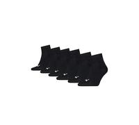Kurzsocken PUMA "PUMA UNISEX QUARTER PLAIN 6P ECOM", Damen, Gr. 39-42, schwarz, Baumwolle, Baumwollmischung, Elasthan, Polyamid, bedruckt, unifarben, elastisch, Socken, mit Rippbündchen, Topseller (85