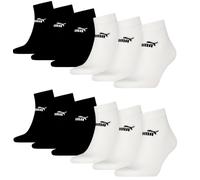 PUMA Unisex Quarter Socken Sneaker knöchelhoch für Damen Herren 12er Pack, Farbe:004 - white/black, Socken & Strümpfe:43-46