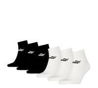 PUMA Unisex Quarter Socken Sneaker knöchelhoch für Damen Herren 6er Pack, Farbe:004 -white/black, Socken & Strümpfe:43-46