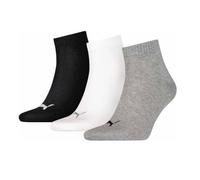 Puma Quarter-Socken Plain 3er Pack Mehrfarbig (Grau/Weiß/Schwarz) Größe 39-42