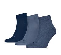Kurzsocken PUMA "PUMA UNISEX QUARTER PLAIN 3P", Damen, Gr. 39-42, blau (denim blau), Baumwollmischung, elastisch, Socken, Atmungsaktiv, Rippenbündchen, weiche Baumwollmischung (69198516-39) denim blau