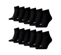PUMA unisex Quarter Sportsocken Kurzsocken Socken 271080001 12 Paar, Farbe:Schwarz, Menge:12 Paar (4x 3er Pack), Größe:35-38, Artikel:-200 black