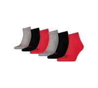 Puma unisex Quarter Sportsocken Kurzsocken Socken 271080001 6 Paar, Farbe:Mehrfarbig, Menge:6 Paar (2x 3er Pack), Größe:43-46, Artikel:271080001-232 black/red