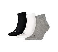 PUMA unisex Quarter Sportsocken Kurzsocken Socken 3 Paar, Farbe:Mehrfarbig, Menge:3 Paar (1x 3er Pack), Größe:43-46, Artikel:-882 grey/white/black