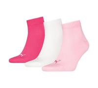 PUMA Unisex Plain Recycled Cotton Quarter Sock, Pink Lady, 35-38 (3er Pack)