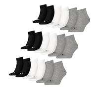 PUMA unisex Quarter Sportsocken Kurzsocken Socken 9 Paar, Farbe:Mehrfarbig, Menge:9 Paar (3x 3er Pack), Größe:39-42, Artikel:-882 grey/white/black