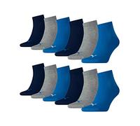 PUMA Unisex Plain 3p Quarter Socken, Blau / Grau Melange, 39-42 EU