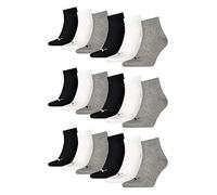 Puma Socken Plain Quarter Unisex 3er-Pack Grau/Weiß/Schwarz Größe 35/38