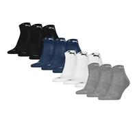 PUMA Unisex Quartersocken, 12er Pack - Cushioned Quarter 12P, Logo, einfarbig 39-42 Bunt