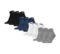 PUMA Unisex Quartersocken, 12er Pack - Cushioned Quarter 12P, Logo, einfarbig Schwarz/Weiß/Grau/Blau / 39-42 39-42 Mehrfarbig