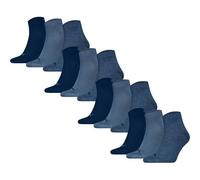 PUMA Unisex Quartersocken, 12er Pack - Quarter Plain 12P, Logo, einfarbig 39-42 Blau