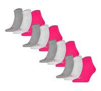 PUMA Unisex Quartersocken, 12er Pack - Quarter Plain 12P, Logo, einfarbig Pink/Grau 39-42