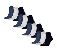 PUMA Unisex Quartersocken, 12er Pack - Quarter Plain 12P, Logo, einfarbig Blau/Grau 43-46